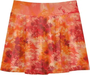 visesunny Girl's Golf Skirt Athletic Red Orange Swoosh Pattern Tennis Skort Sport Activewear with Double Layer Pockets