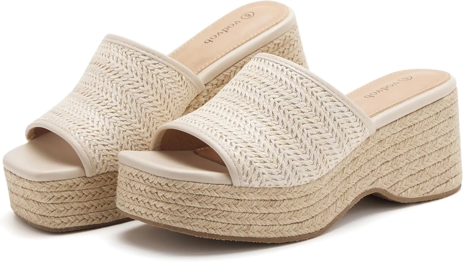 vodvob Platform Sandals for Women Wedges Open Toe Comfort Slip On Mules Bohemia Sandals Casual Summer Slides Espadrille Sandals