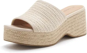 vodvob Platform Sandals for Women Wedges Open Toe Comfort Slip On Mules Bohemia Sandals Casual Summer Slides Espadrille Sandals