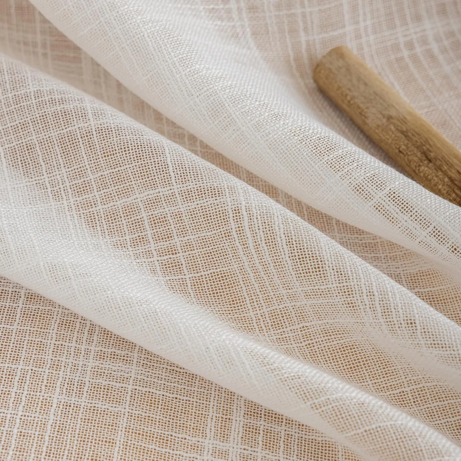 VOILYBIRD Linen Texture Boho Curtains 63 Inches Long for Bedroom Farmhouse Curtains & Drapes Country Style, 40" W x 63" L, Off White, 2 Panels