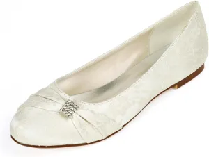 Wedding Shoes for Bride Lace Wedding Flats Comfortable Women Bridal Shoes Flats Closed Toe Ballet Flats