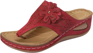 Wedge Flip Flops for Women Summer Comfortable Orthopedic Slide Slip On Sandals Yoga Mat Soft Cushion Sandals Hollow Out Breathable Beach Walking Thong Slippers Fashion Flower Flip Flops Shoes