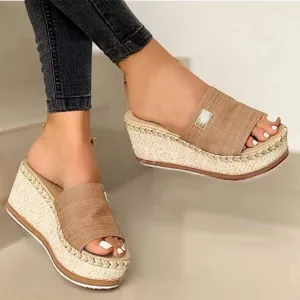 Wedge Sandals for Women Dressy, Espadrille Platform for Women,Comfortable Open Toe Low Heels Slides Casual Summer Slip On Cute Beach Shoes Lightweight Vacation Slippers ﻿