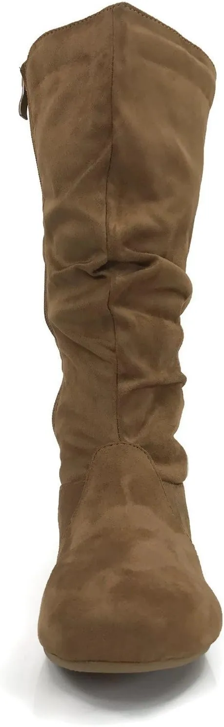 Wells Collection Womens Boots Soft Slouchy Flat to Low Heel Under Knee High