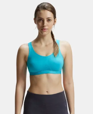 Wirefree Non Padded Super Combed Cotton Elastane Stretch Full Coverage Slip-On Active Bra with Wider Straps and Moisture Move Treatment - J Teal Assorted Prints