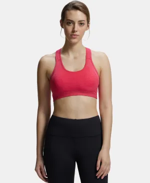 Wirefree Padded Super Combed Cotton Elastane Stretch Full Coverage Racer Back Styling Active Bra with StayFresh and Moisture Move Treatment - Ruby Assorted Printed