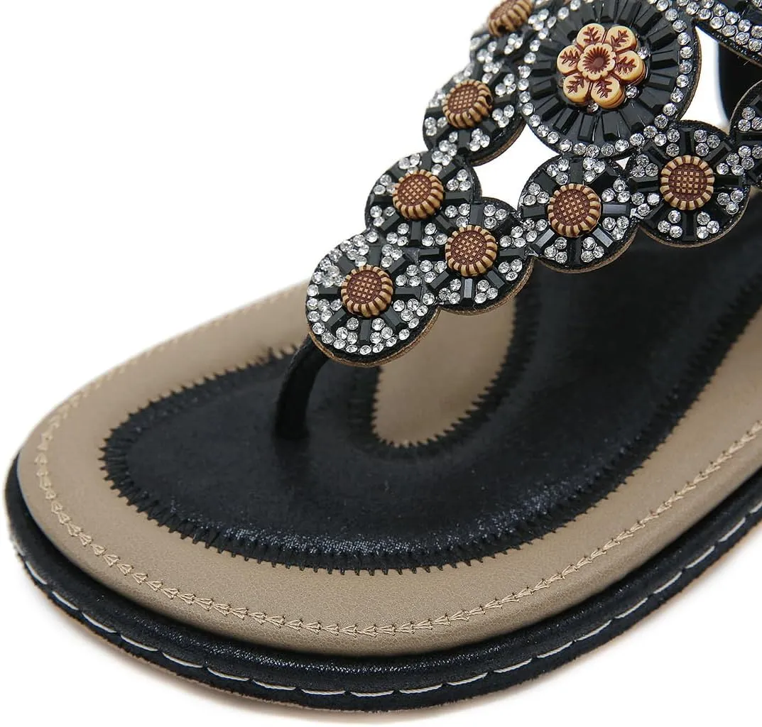 Women Flat Sandals Dressy Casual Summer flat flip flops Comfortable Sandals Bohemian Flats Shoes