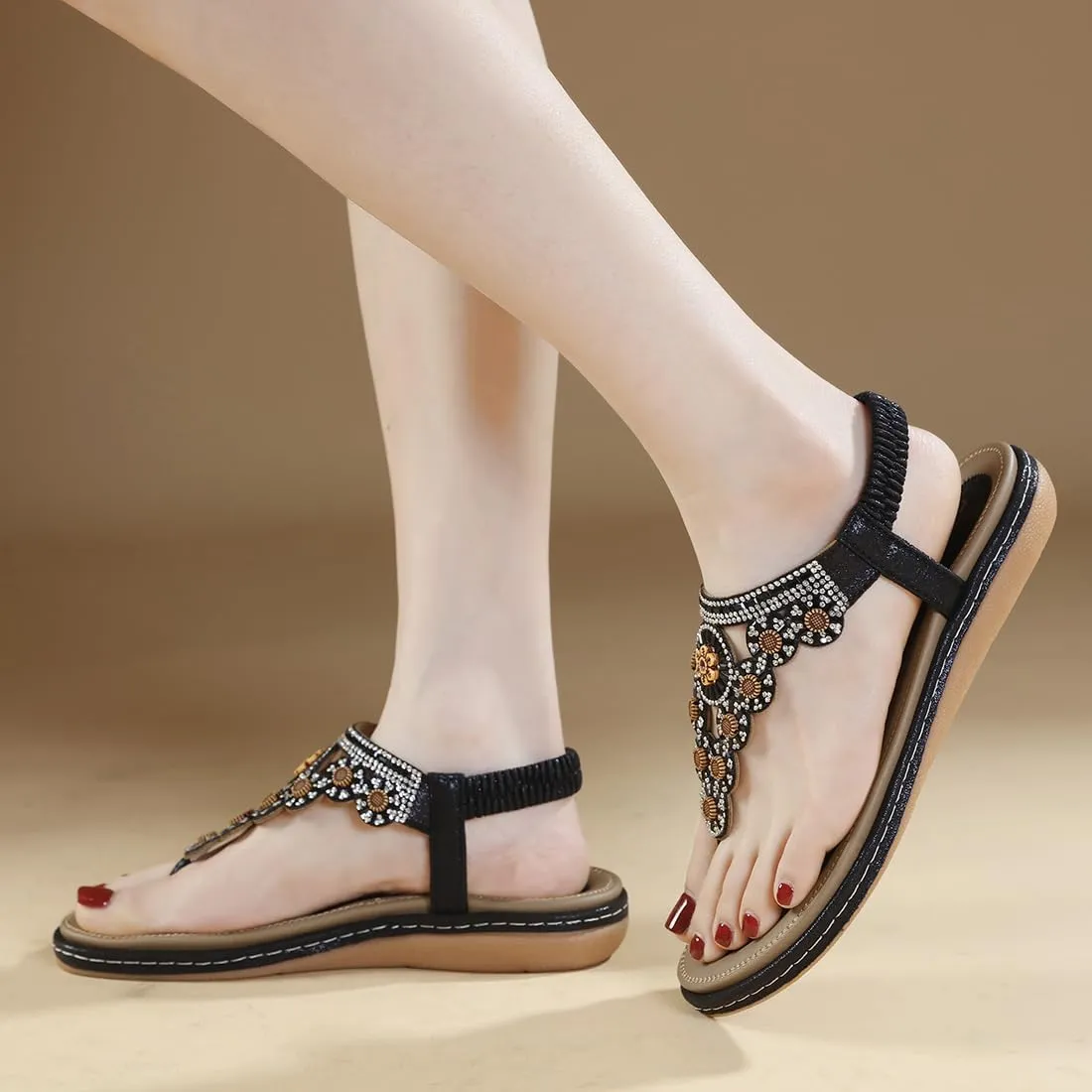 Women Flat Sandals Dressy Casual Summer flat flip flops Comfortable Sandals Bohemian Flats Shoes
