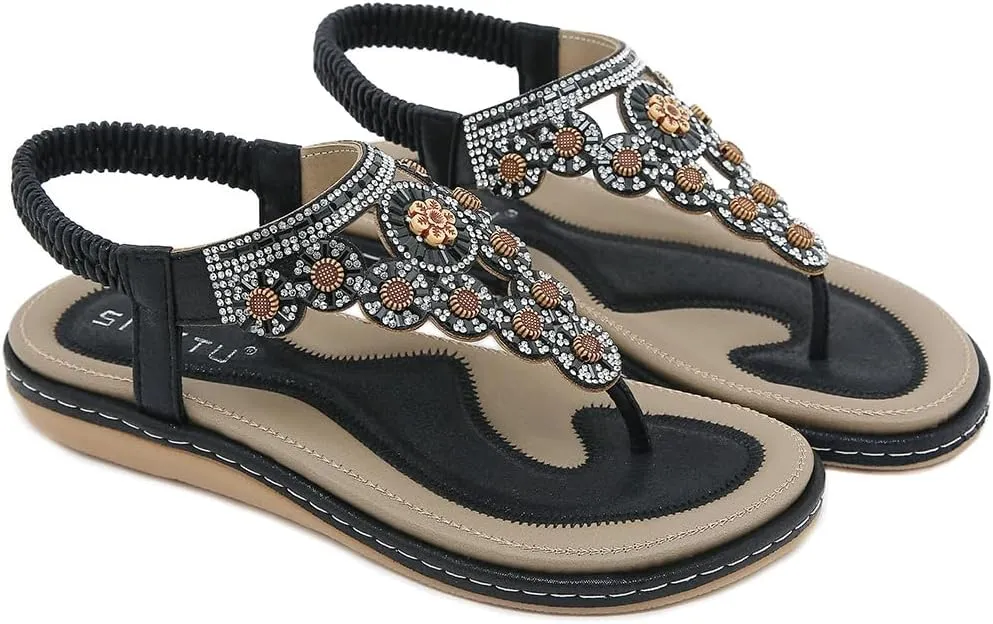 Women Flat Sandals Dressy Casual Summer flat flip flops Comfortable Sandals Bohemian Flats Shoes
