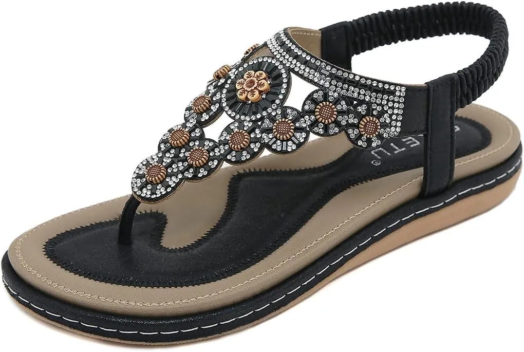 Women Flat Sandals Dressy Casual Summer flat flip flops Comfortable Sandals Bohemian Flats Shoes