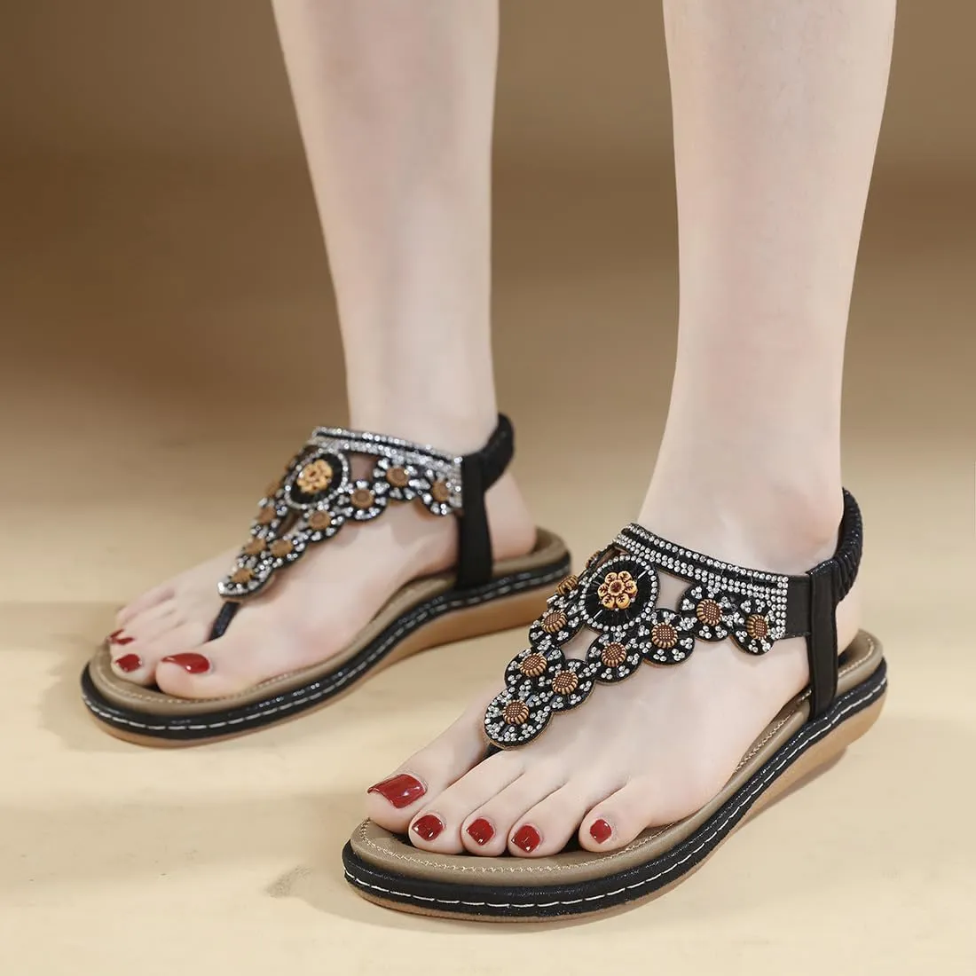 Women Flat Sandals Dressy Casual Summer flat flip flops Comfortable Sandals Bohemian Flats Shoes