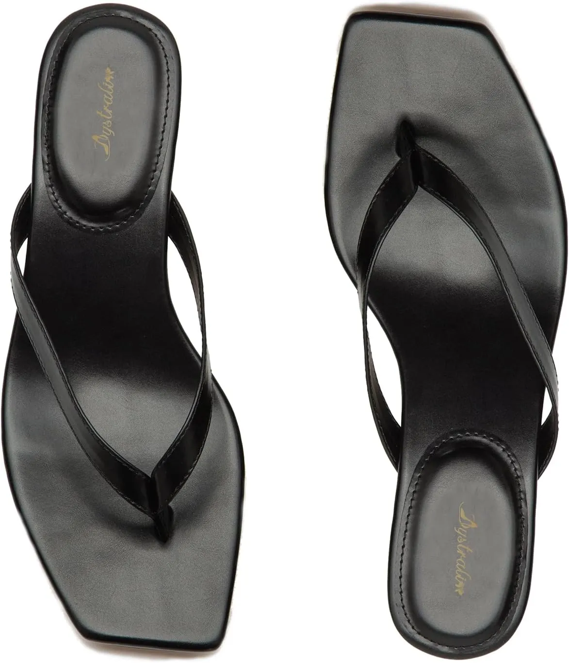Women Flip-Flops Mules Kitten Heels Square Toe Thong Sandals Matte Comfy 1 inch Low Heel Slippers T-Straps Open Toe Outdoor Beach Summer Slip On Sandal Heels Basic Chic 4-11 M US