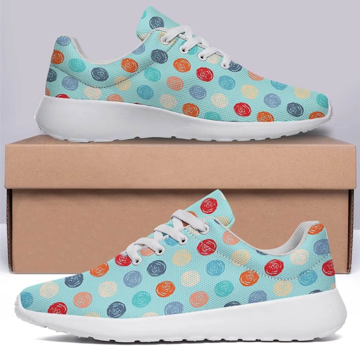 Women Men Color Grunge Polka Dots Shoes Personalited 3D Print Running Shoes Athletic Tennis Sneakers