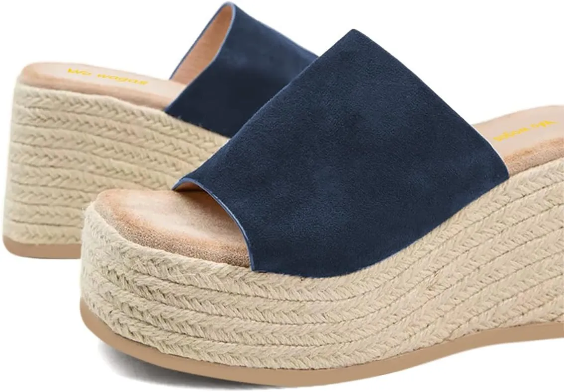Women Platform Wedges Open Toe Espadrille Sandals Slip On High Heel Mules Comfy Summer Dress Slides Shoes Size 4-16 US