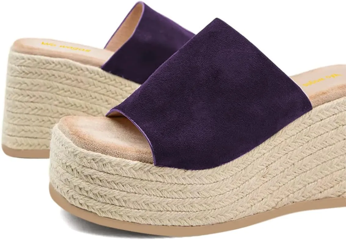 Women Platform Wedges Open Toe Espadrille Sandals Slip On High Heel Mules Comfy Summer Dress Slides Shoes Size 4-16 US