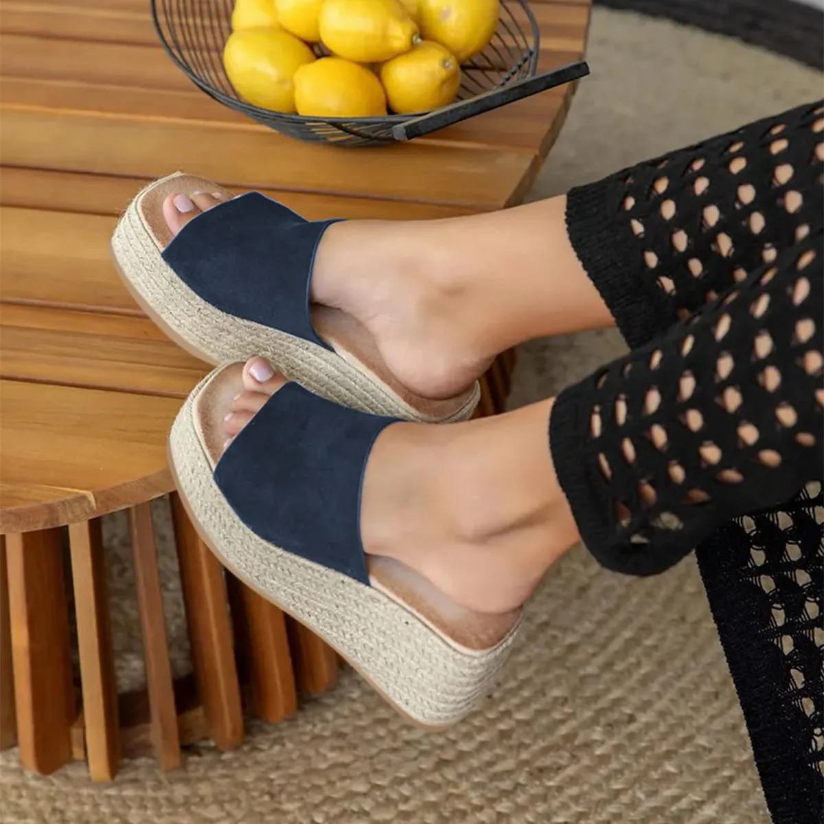 Women Platform Wedges Open Toe Espadrille Sandals Slip On High Heel Mules Comfy Summer Dress Slides Shoes Size 4-16 US