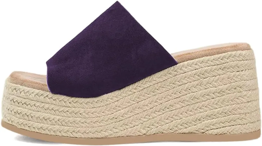 Women Platform Wedges Open Toe Espadrille Sandals Slip On High Heel Mules Comfy Summer Dress Slides Shoes Size 4-16 US