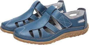 Women Summer Hollow Out Flat Sandals with Closed Toe Casual Slip-On Work Shoes Soft Dressy Footwear Sandal