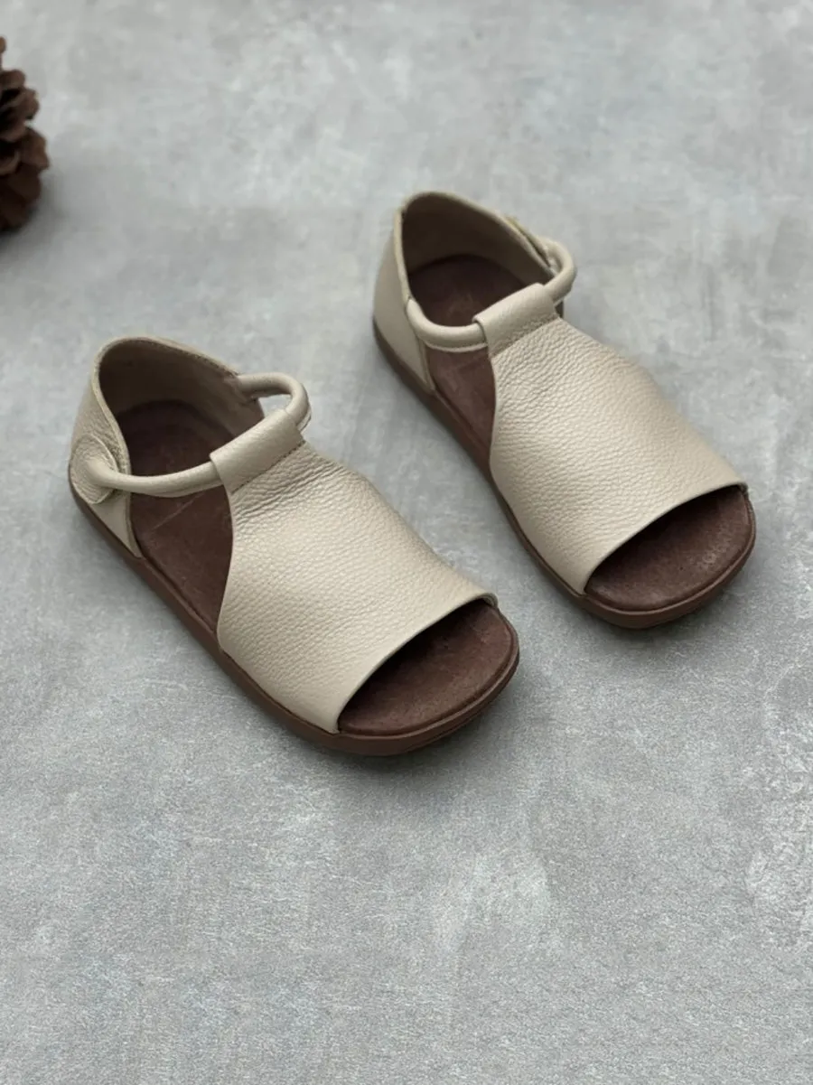 Women Summer Soft Genuine Leather Flat Sandals