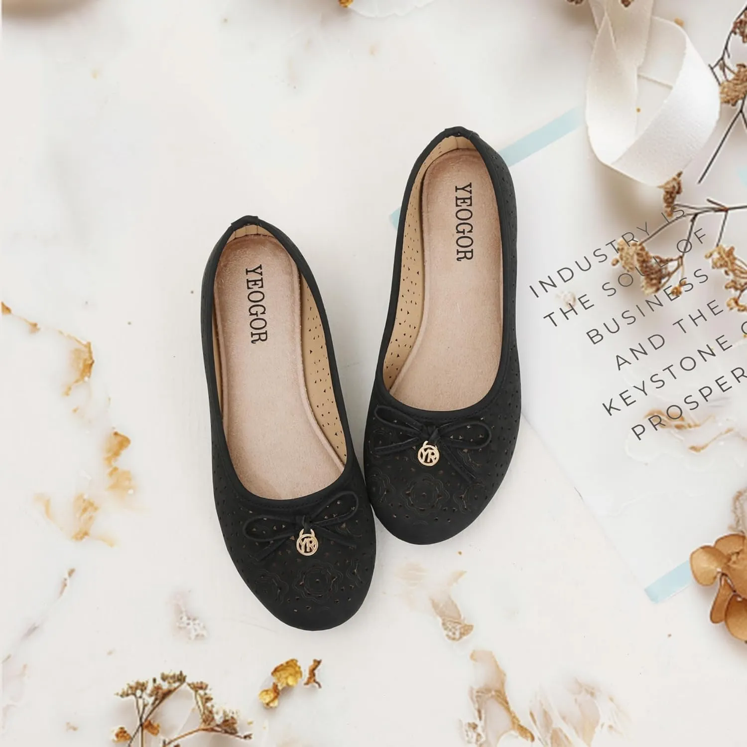 Women's Ballet Shoes Comfortable Slip on Round Toe Flat Casual Shoes for Walking, Driving, Dressy