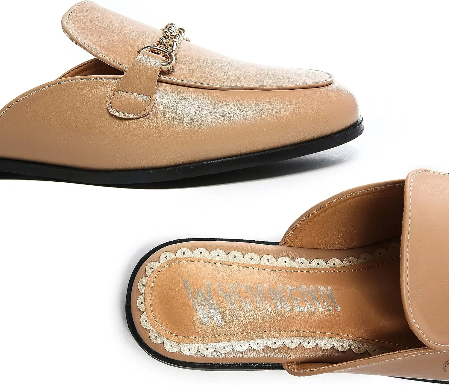 Women's Black Mules: Round Toe, Backless, Slides, Comfortable, Metal Buckle