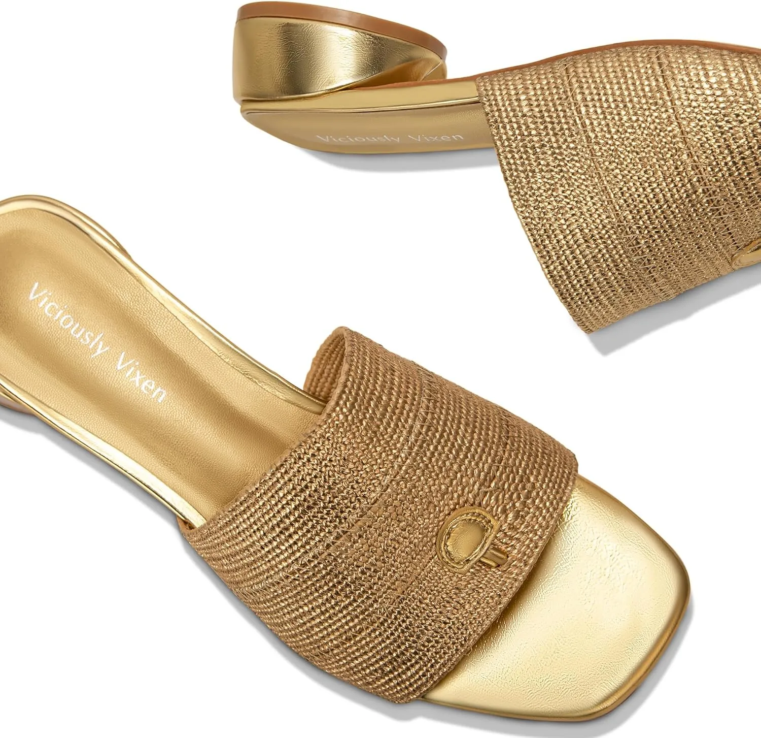 Women's Block Kitten Heels Slide Mule Sandals Square Open Toe Shoes