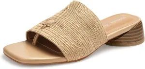 Women's Block Kitten Heels Slide Mule Sandals Square Open Toe Shoes