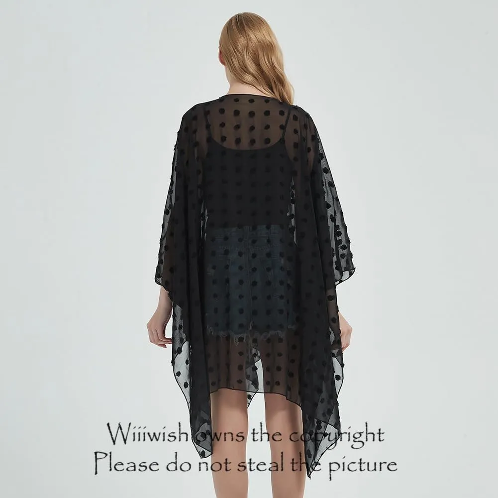 Women's Bohemian Floral Chiffon Beach Cover up Swimsuit Kimono Summer Swimwear Cardigans