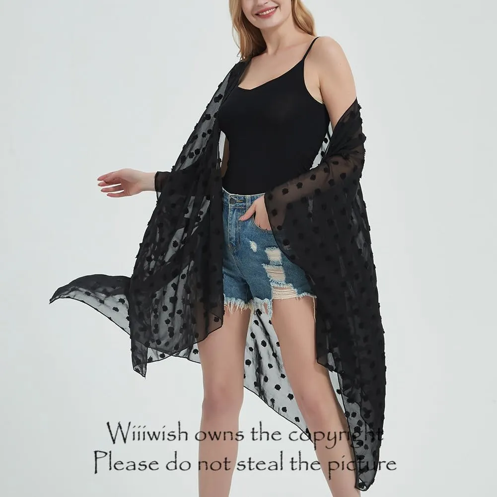 Women's Bohemian Floral Chiffon Beach Cover up Swimsuit Kimono Summer Swimwear Cardigans