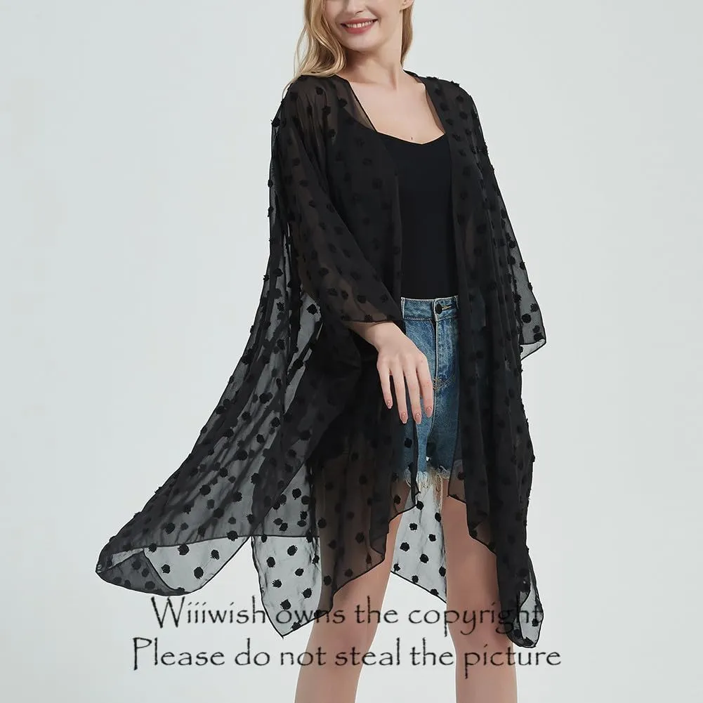 Women's Bohemian Floral Chiffon Beach Cover up Swimsuit Kimono Summer Swimwear Cardigans