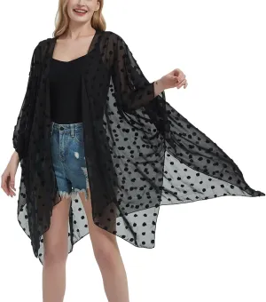 Women's Bohemian Floral Chiffon Beach Cover up Swimsuit Kimono Summer Swimwear Cardigans