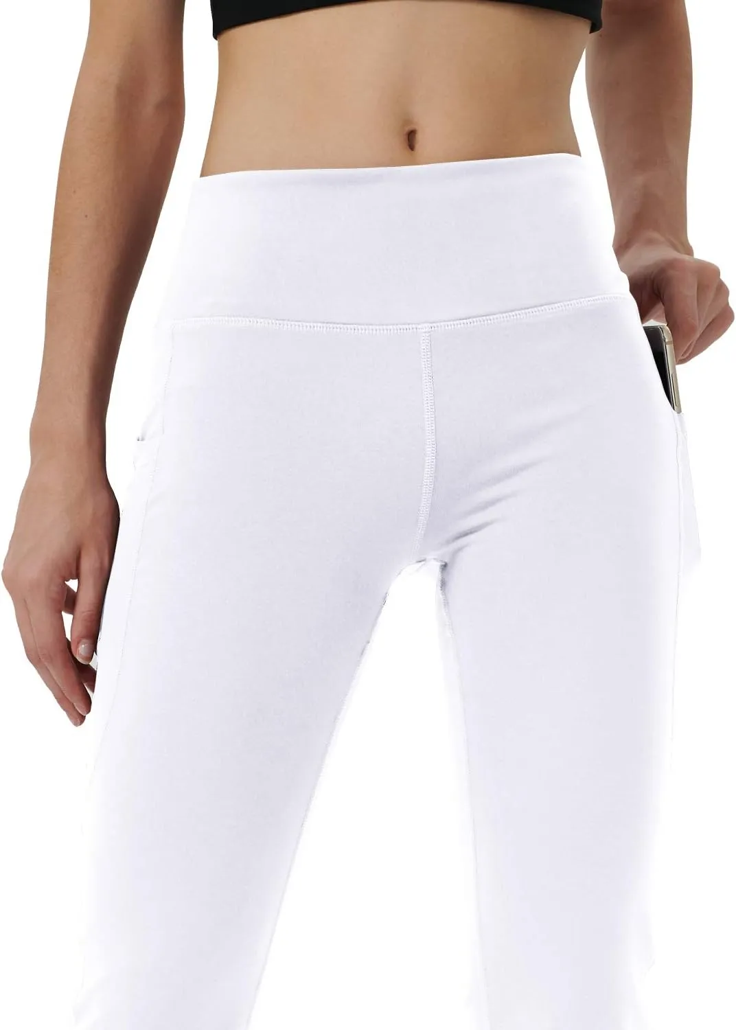 Women's Bootleg Yoga Pants with Hidden Pockets Tummy Control Running Legging Long Bootcut