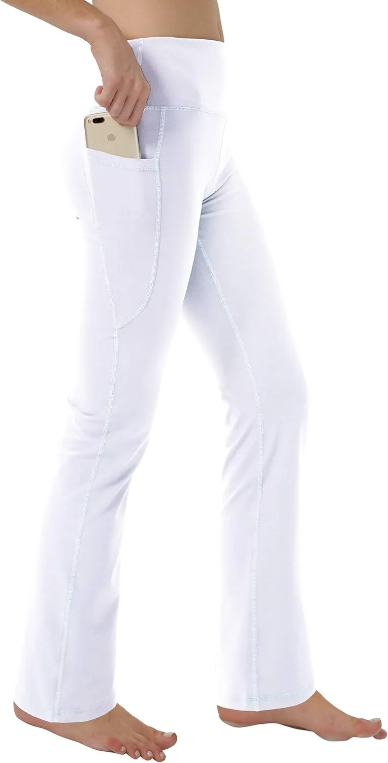 Women's Bootleg Yoga Pants with Hidden Pockets Tummy Control Running Legging Long Bootcut