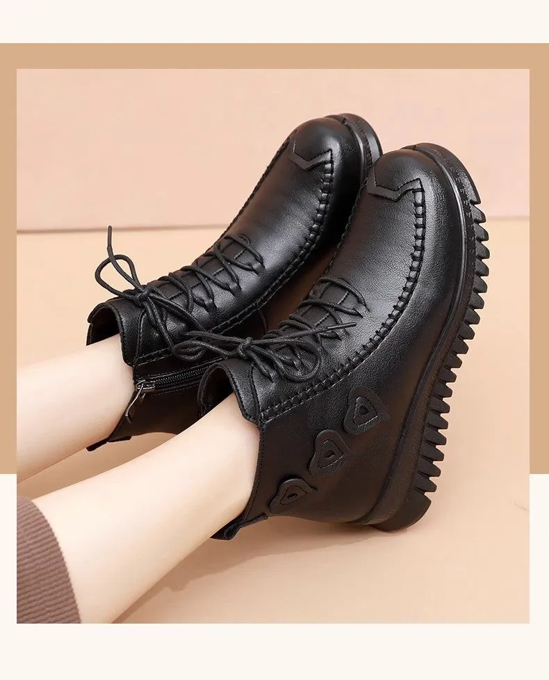 Women's boots leather snow comfortable winter raincoats elegant warm