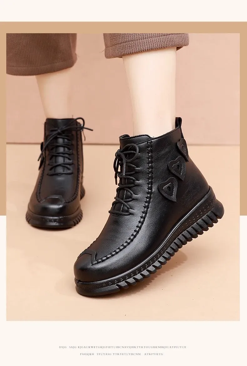 Women's boots leather snow comfortable winter raincoats elegant warm