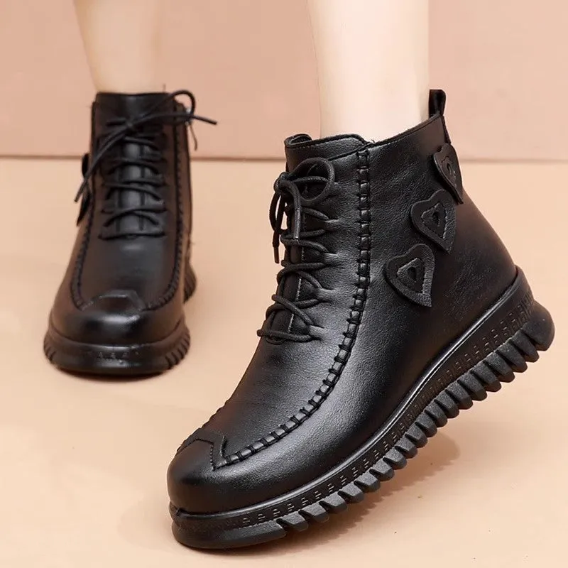 Women's boots leather snow comfortable winter raincoats elegant warm