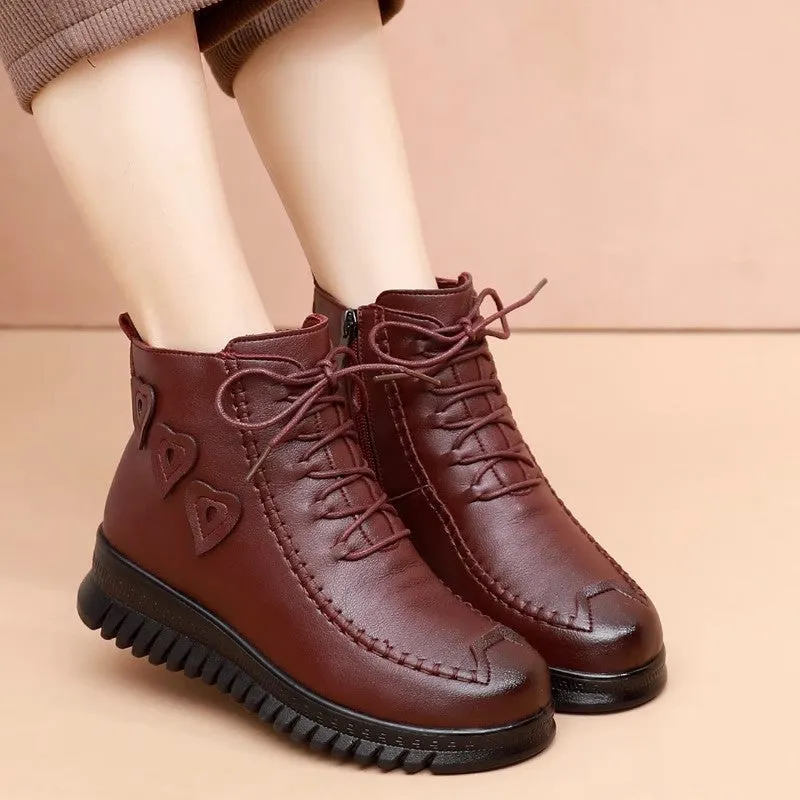 Women's boots leather snow comfortable winter raincoats elegant warm