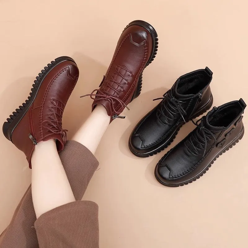 Women's boots leather snow comfortable winter raincoats elegant warm