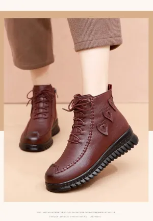 Women's boots leather snow comfortable winter raincoats elegant warm
