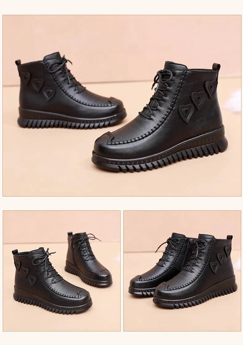 Women's boots leather snow comfortable winter raincoats elegant warm