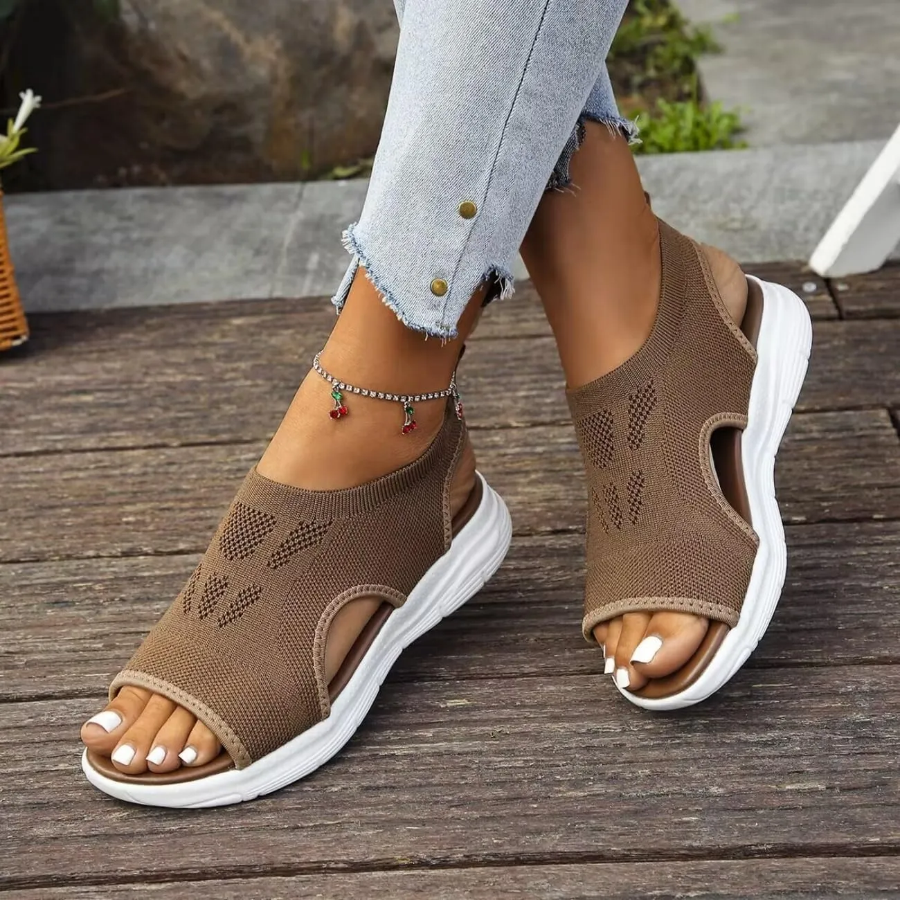 Women's Breathable Orthopedic Sandals Walking Slip on Comfortable Tennis Shoes Summer Waterproof Open Toe Hiking Outdoor Sandals