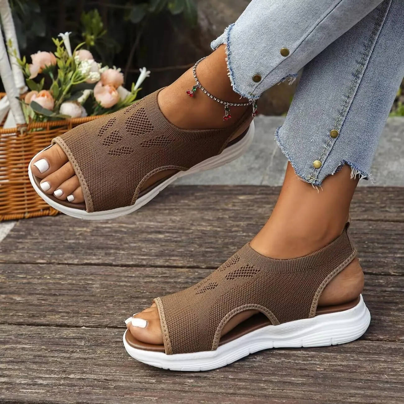 Women's Breathable Orthopedic Sandals Walking Slip on Comfortable Tennis Shoes Summer Waterproof Open Toe Hiking Outdoor Sandals