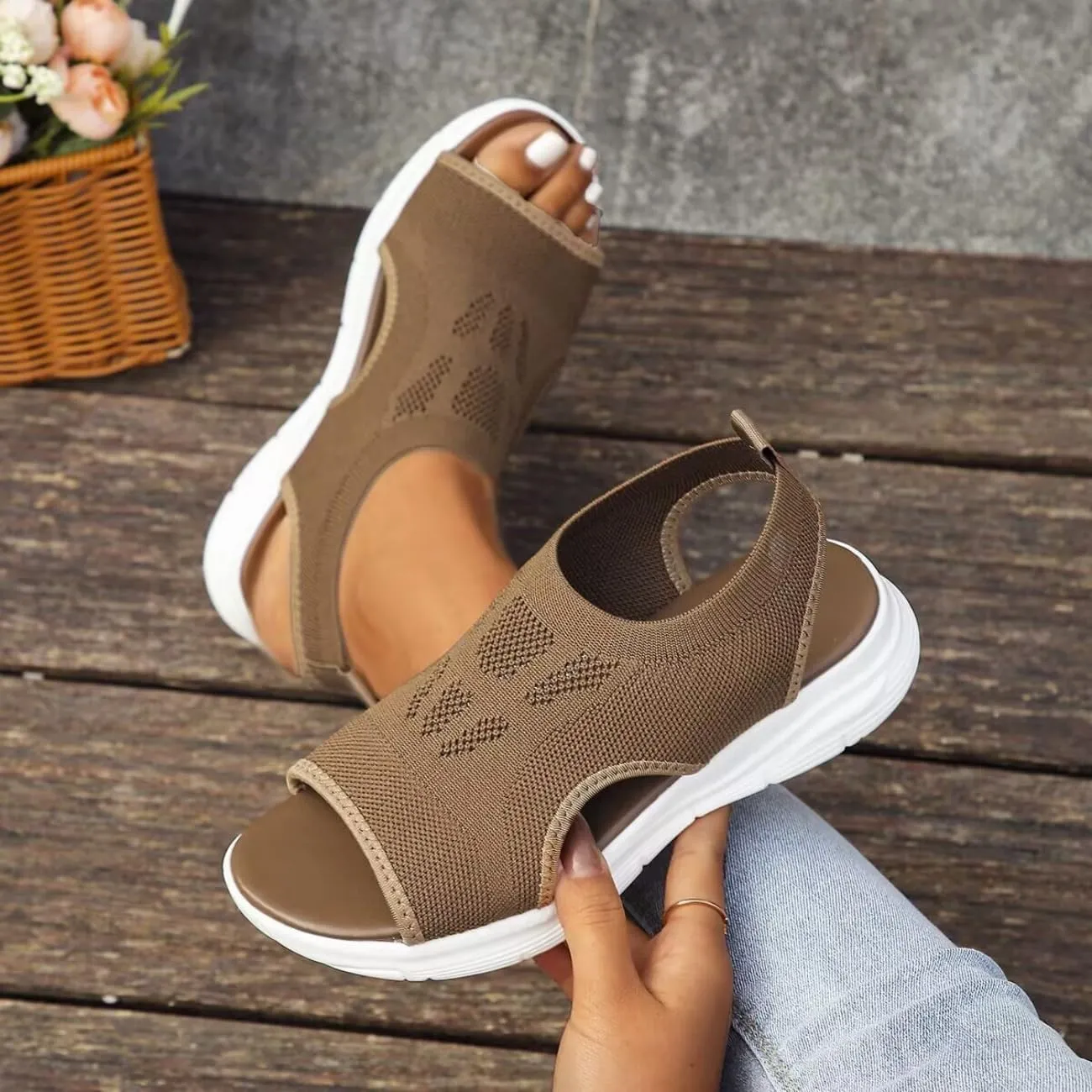 Women's Breathable Orthopedic Sandals Walking Slip on Comfortable Tennis Shoes Summer Waterproof Open Toe Hiking Outdoor Sandals