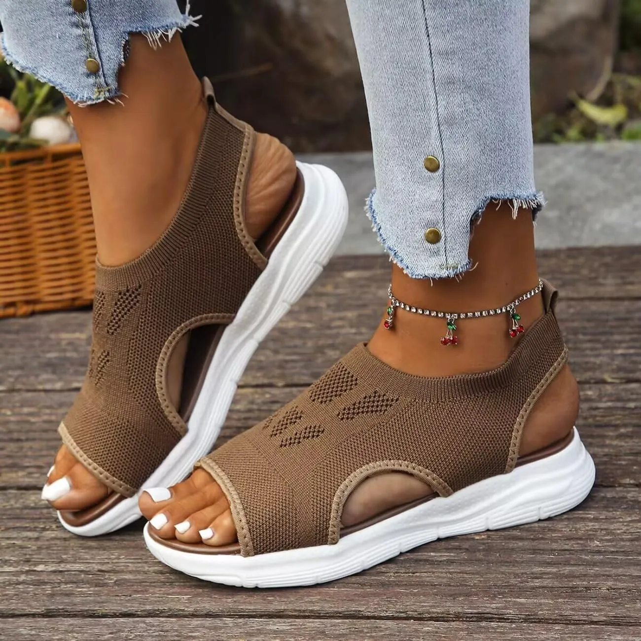 Women's Breathable Orthopedic Sandals Walking Slip on Comfortable Tennis Shoes Summer Waterproof Open Toe Hiking Outdoor Sandals