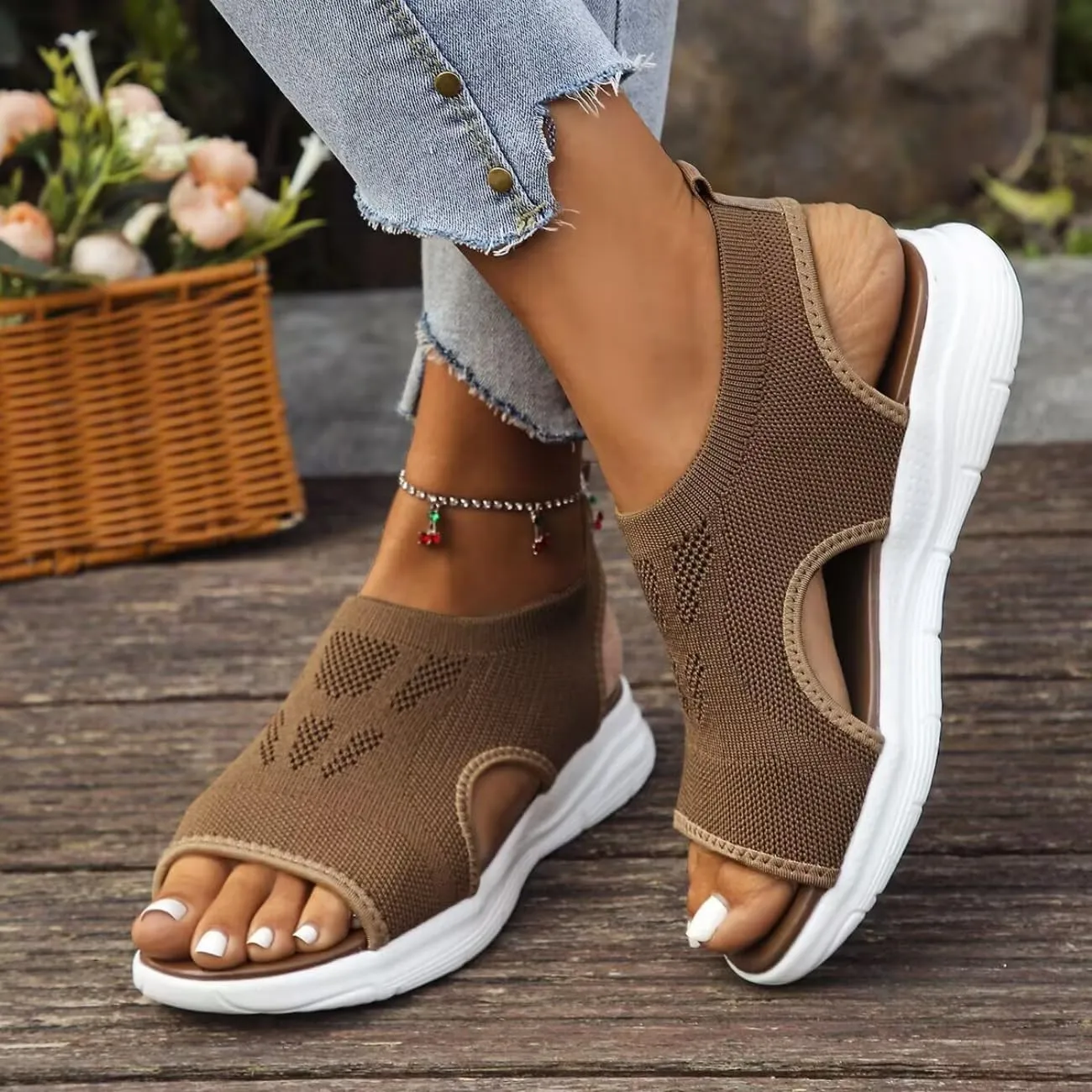 Women's Breathable Orthopedic Sandals Walking Slip on Comfortable Tennis Shoes Summer Waterproof Open Toe Hiking Outdoor Sandals