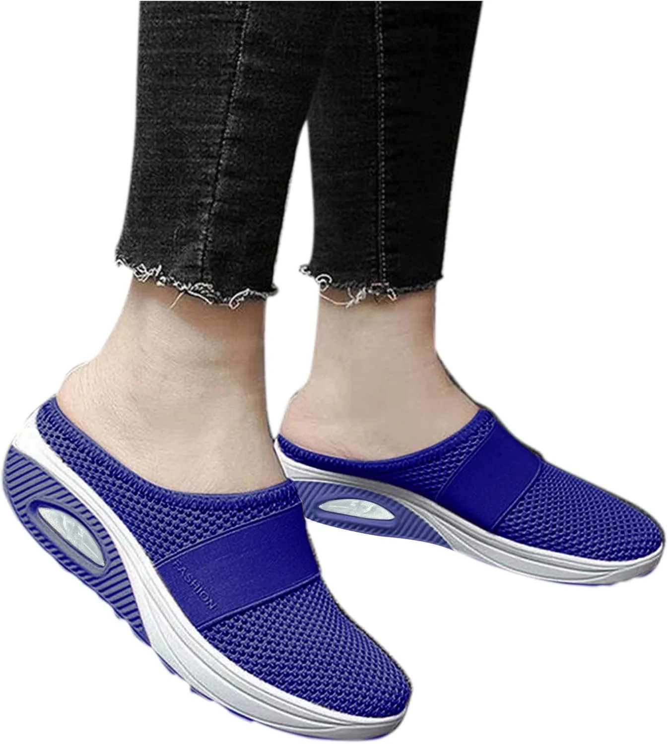 Womens Breathable Summer Beach Sandals Slippers Slip On Slide Garden Shoes Nonslip Women's Lightweight Soft Rubber Arch Support Comfortable Sneakers Shoes for Women Casual Wedge Walking (2-Blue, 10)