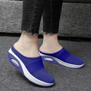 Womens Breathable Summer Beach Sandals Slippers Slip On Slide Garden Shoes Nonslip Women's Lightweight Soft Rubber Arch Support Comfortable Sneakers Shoes for Women Casual Wedge Walking (2-Blue, 10)