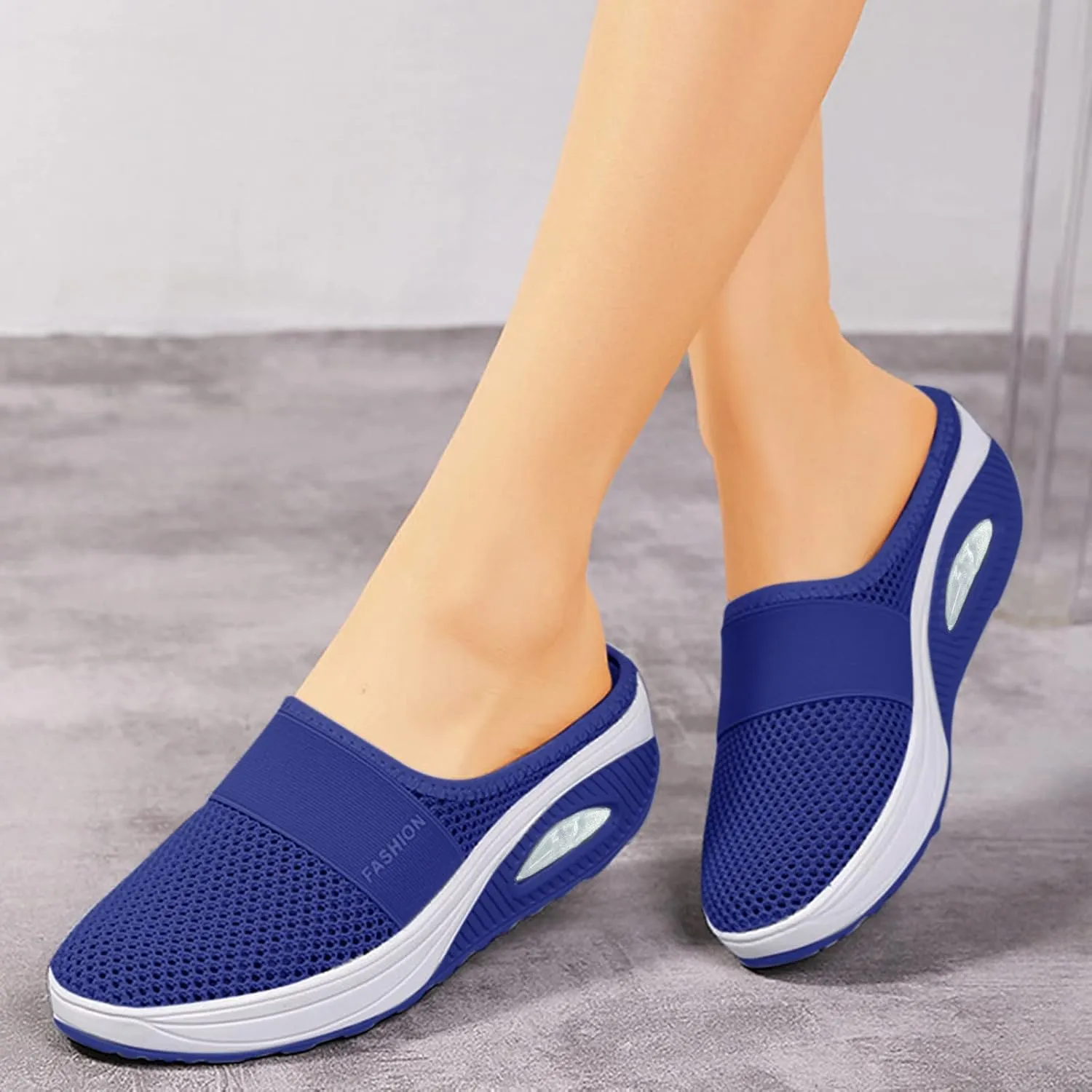 Womens Breathable Summer Beach Sandals Slippers Slip On Slide Garden Shoes Nonslip Women's Lightweight Soft Rubber Arch Support Comfortable Sneakers Shoes for Women Casual Wedge Walking (2-Blue, 10)