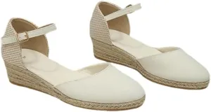 women's Casual sandals round toe buckle espadrille wedges