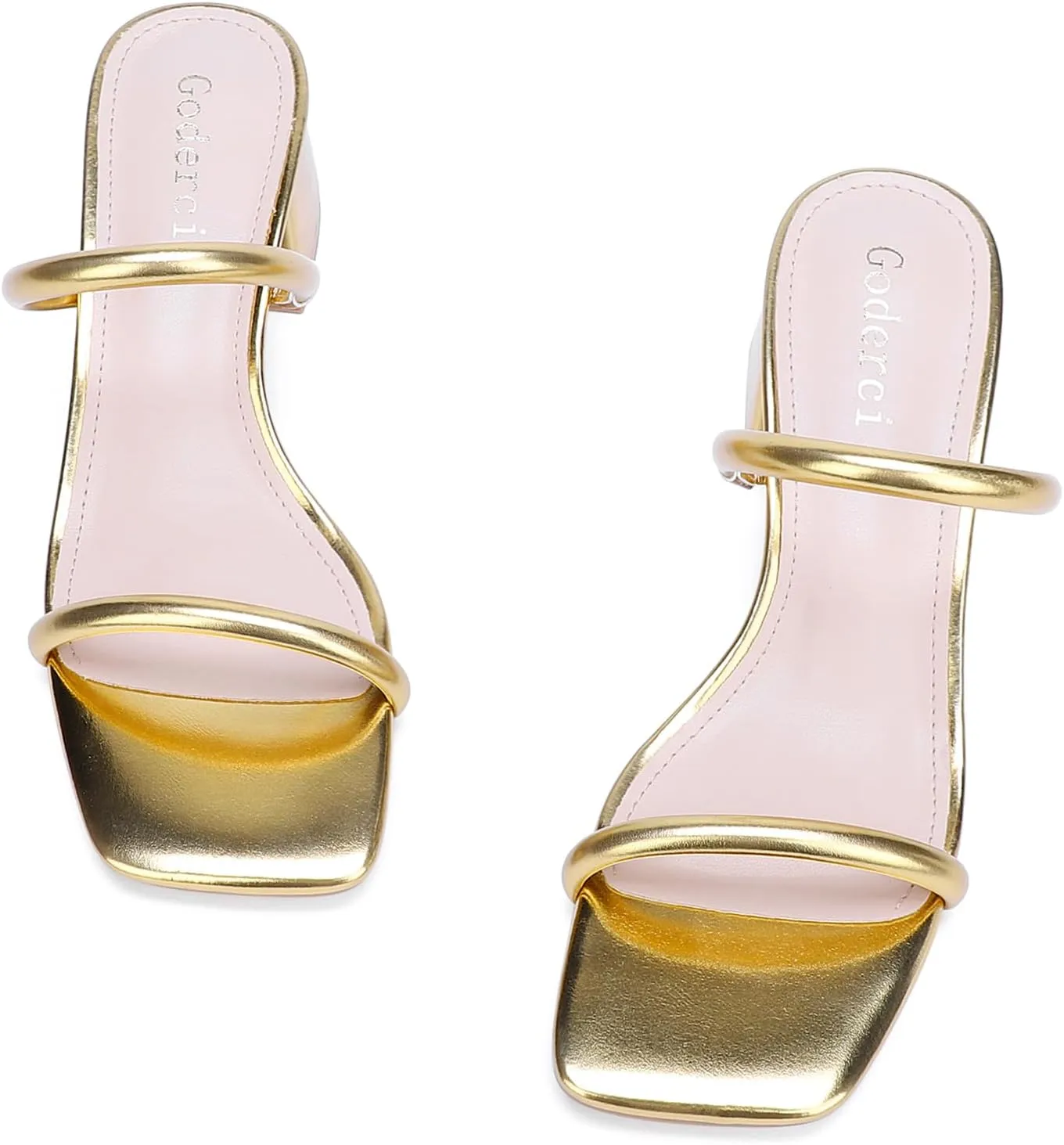 Women's Chunky Block Low Heeled Sandals Two Strap Square Open Toe Slip On Mule Heels